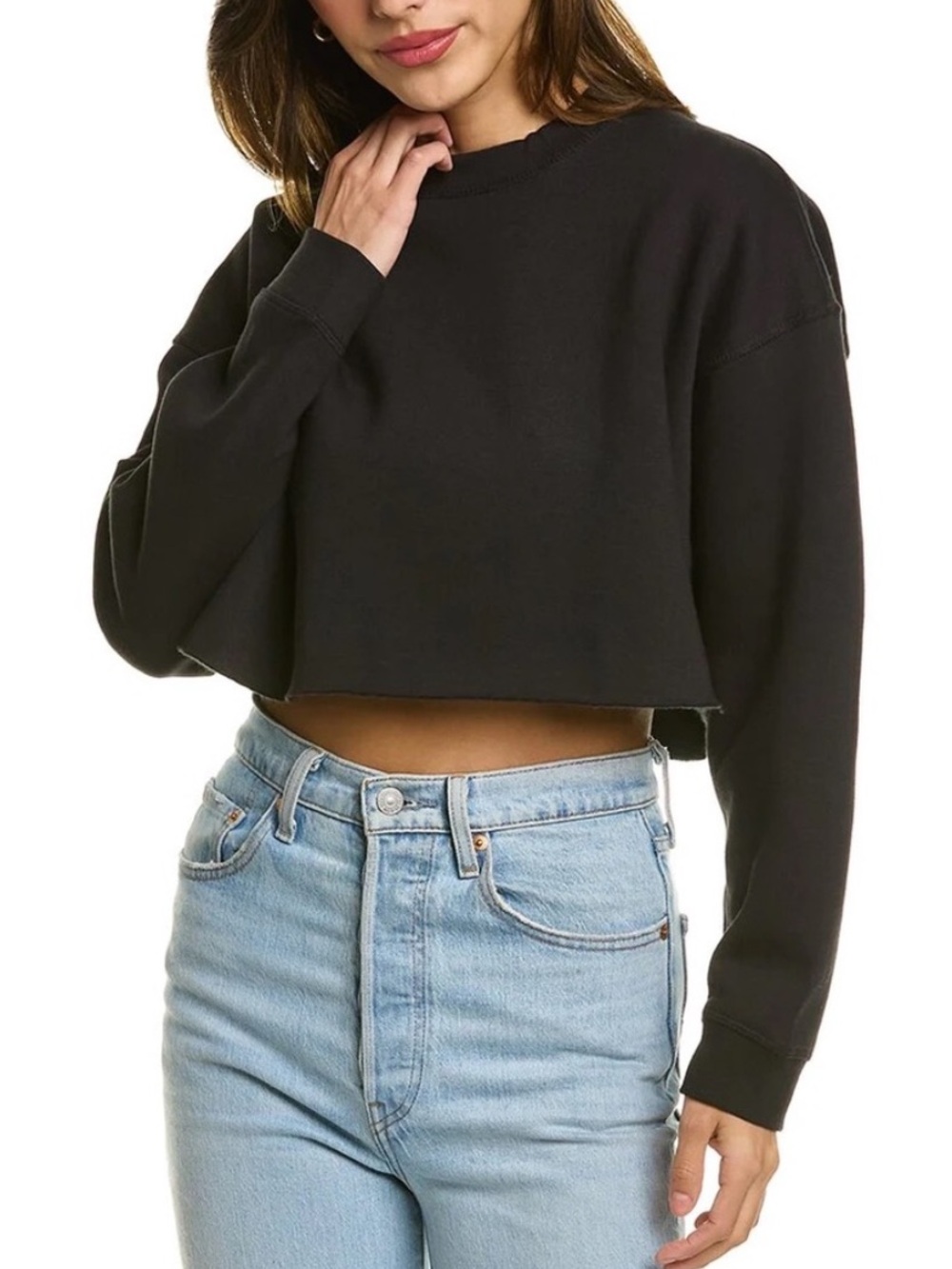 WEWOREWHAT Brown Cropped Crewneck Sweatshirt size XL
